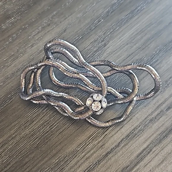 Fun Flexible Silver Snake Chain with a Chunky Crystal Ball Pendant - Picture 6 of 7